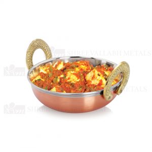 Copper Kadai With Brass Handle