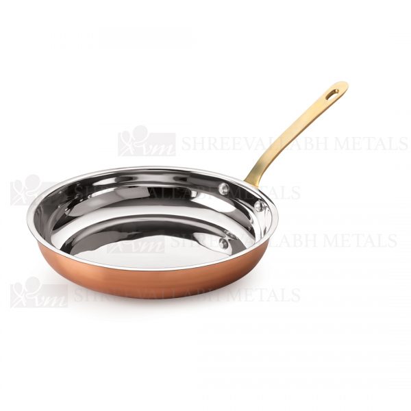 Round Serving Pan - A- Twin Handle, B- Single Handle, S/S Finish, Copper Platted