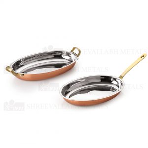 Oval Serving Pan - S/S Finish, Copper Platted