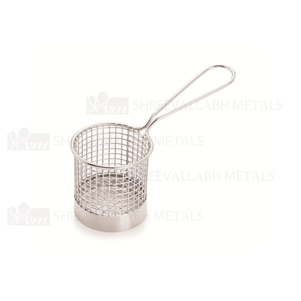 Mini Serving Basket Round W/Base- S.S./Copper/ Antique Finish