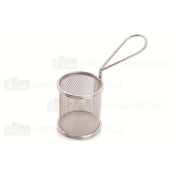 Mini Serving Basket Diamond Mesh Round- S.S. /Copper/ Antique Finish