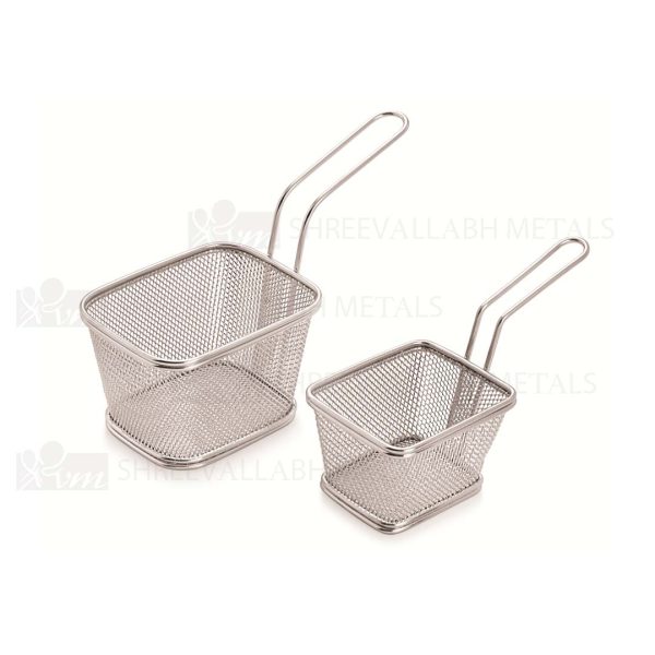 Mini Serving Square Diamond Mesh Basket- S.S. /Copper/ Antique Finish